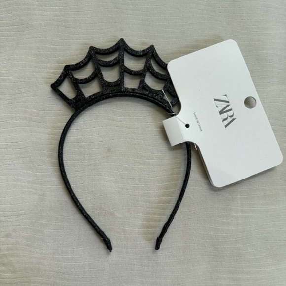 NWT Zara girls kids Black glitter spider web Crown Headband Halloween costume - Picture 4 of 5
